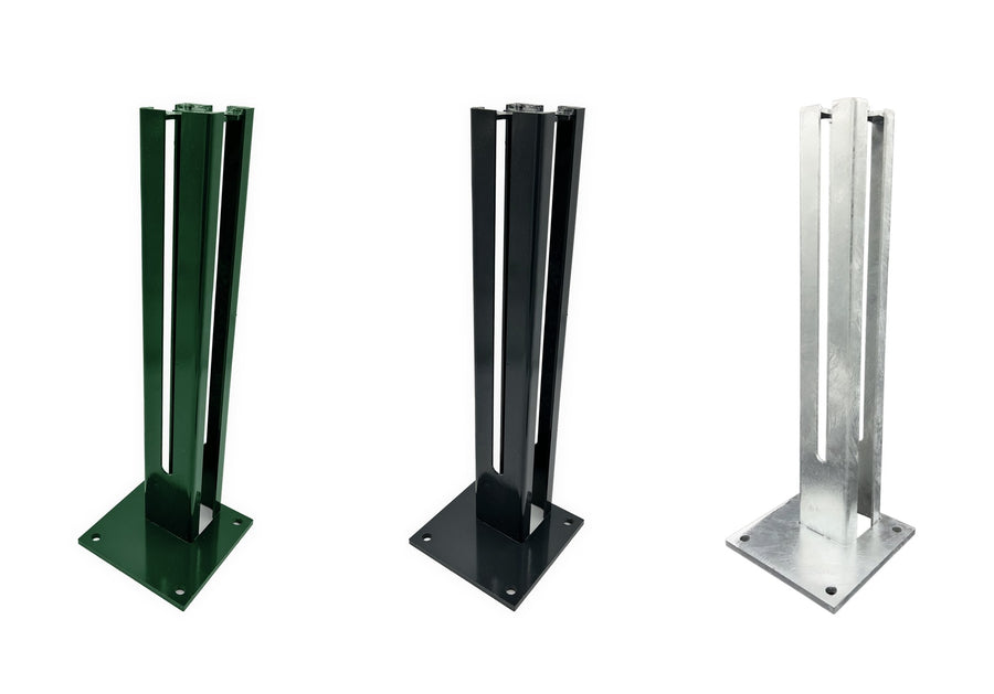 Übersicht Fußplatte für Torpfosten 100x100 mm, Maße 200 x 200 x 10 mm, Holmhöhe 600 mm - 143379 + 143380 + 143381.jpg