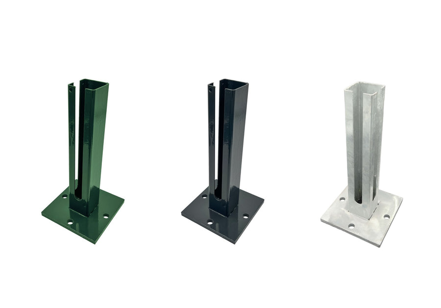 Übersicht Fußplatte für Zaunpfosten 60x60 mm, Maße 150 x 150 x 10 mm, Holmhöhe 300 mm - 23889 + 23890 + 23891.jpg